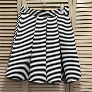 Elegant Black and White Striped Skater Skirt